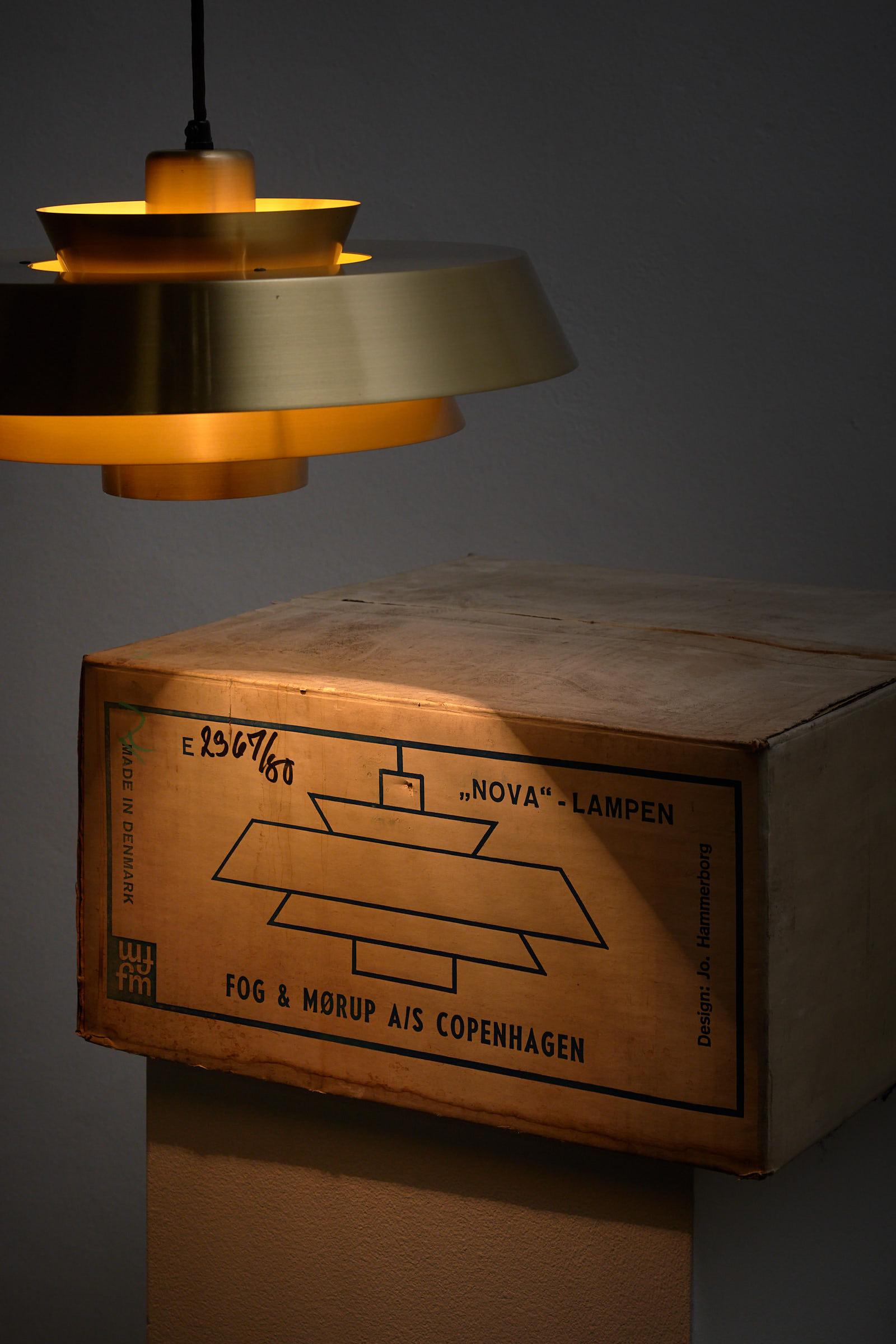 Nova Pendant in Brass by Hammerborg, Unused with OG Box In Excellent Condition For Sale In Mortsel, BE