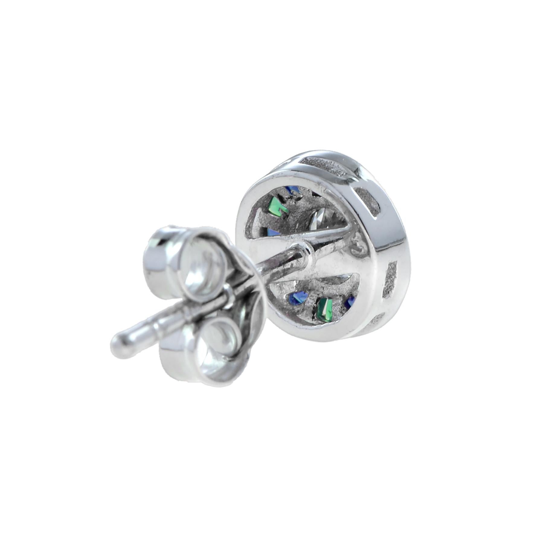 Set aus Ring und Ohrringen im Art-Déco-Stil mit Diamanten, Smaragd und Saphiren im Angebot 6