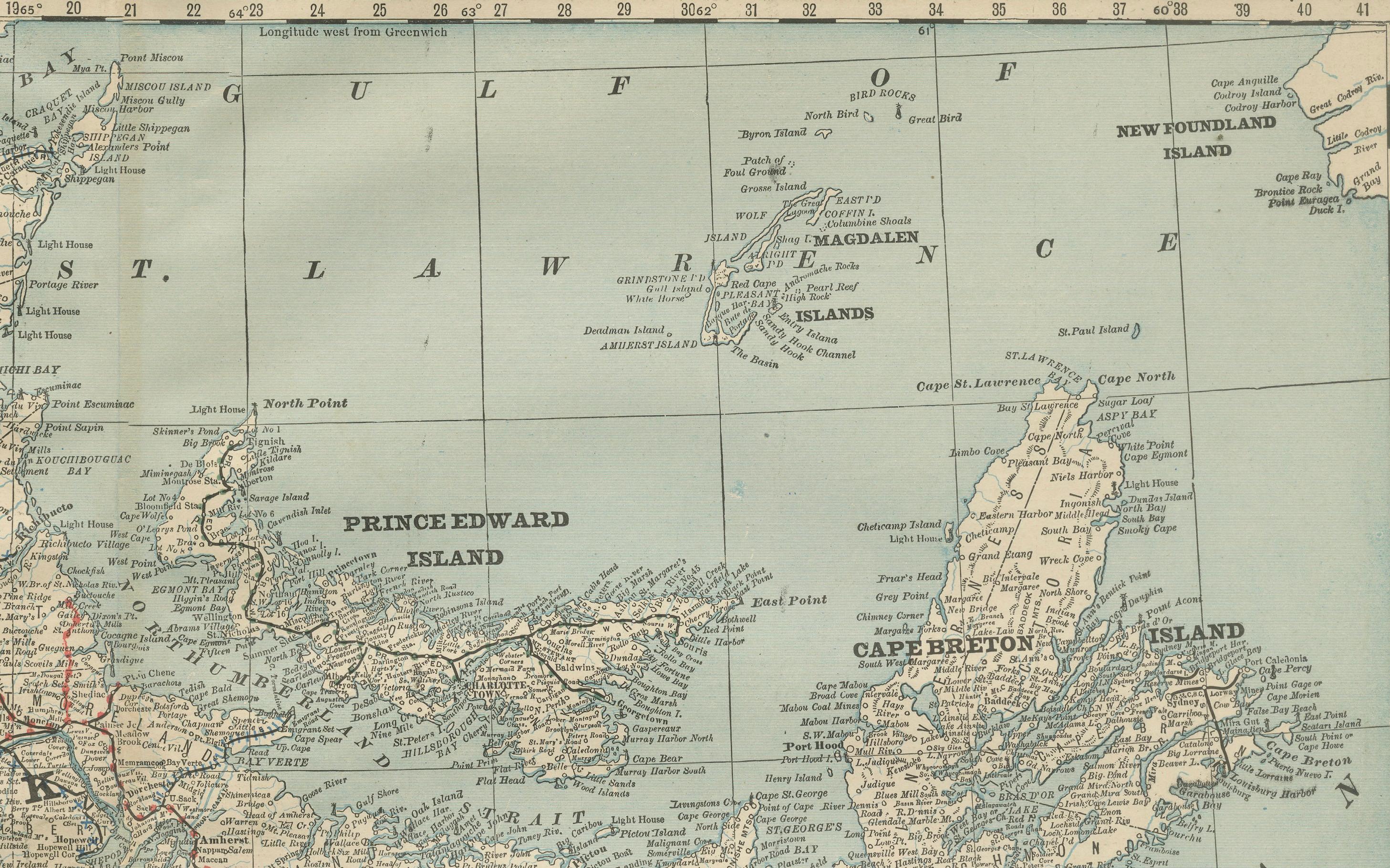 Nova Scotia, New Brunswick & Prince Edward Island Antique Map c.1888 For Sale 3