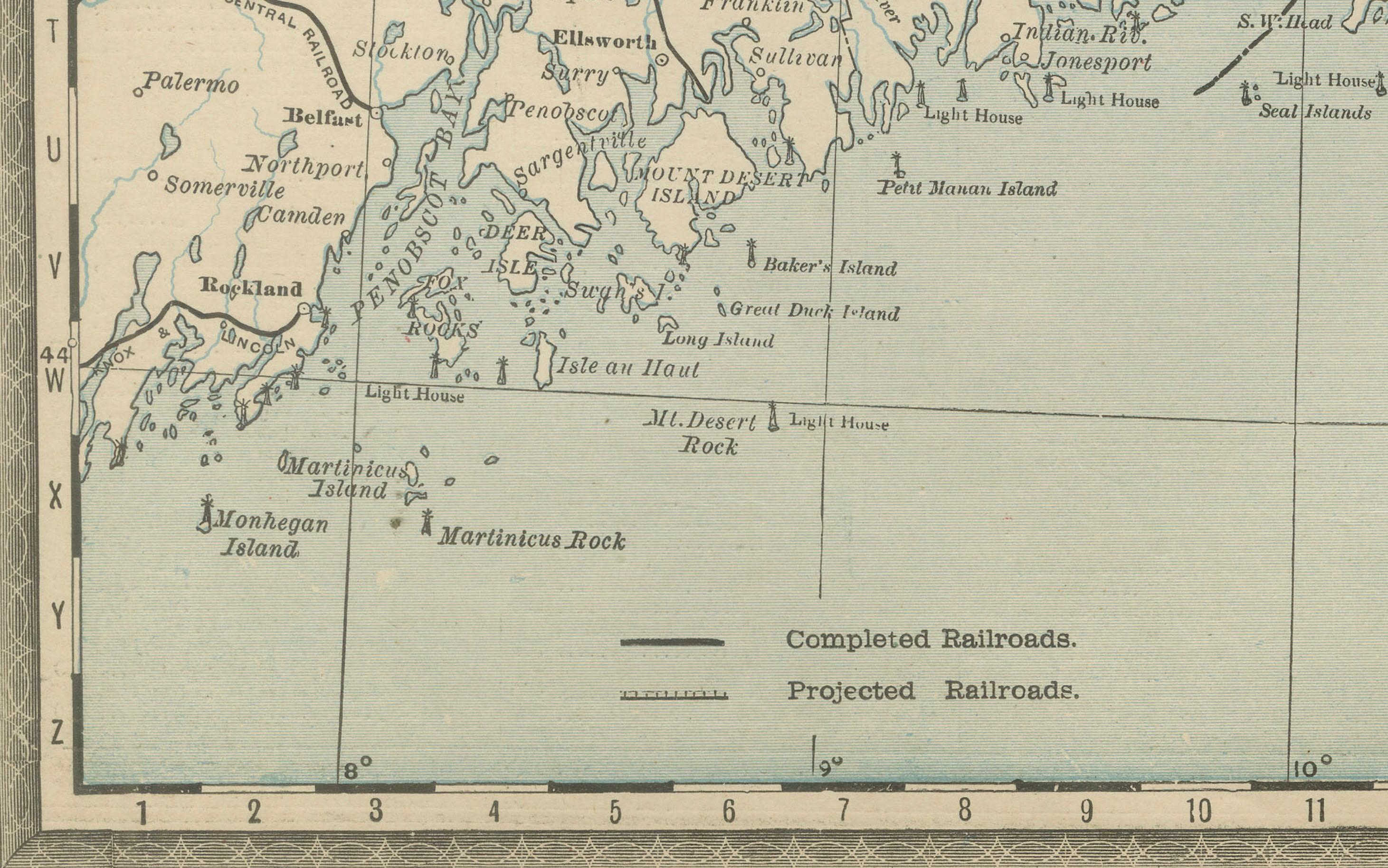 American Nova Scotia, New Brunswick & Prince Edward Island Antique Map c.1888 For Sale