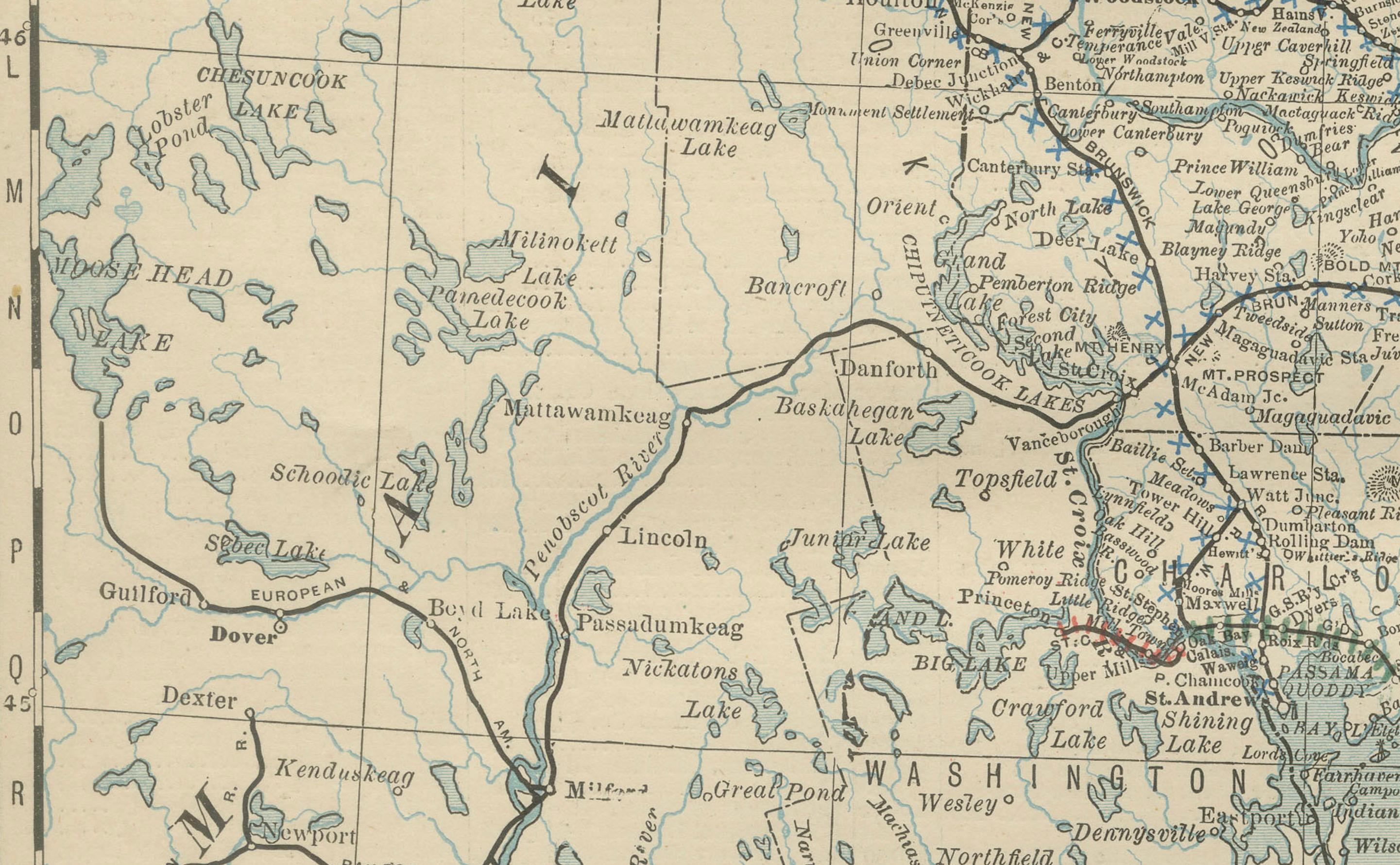 Engraved Nova Scotia, New Brunswick & Prince Edward Island Antique Map c.1888 For Sale