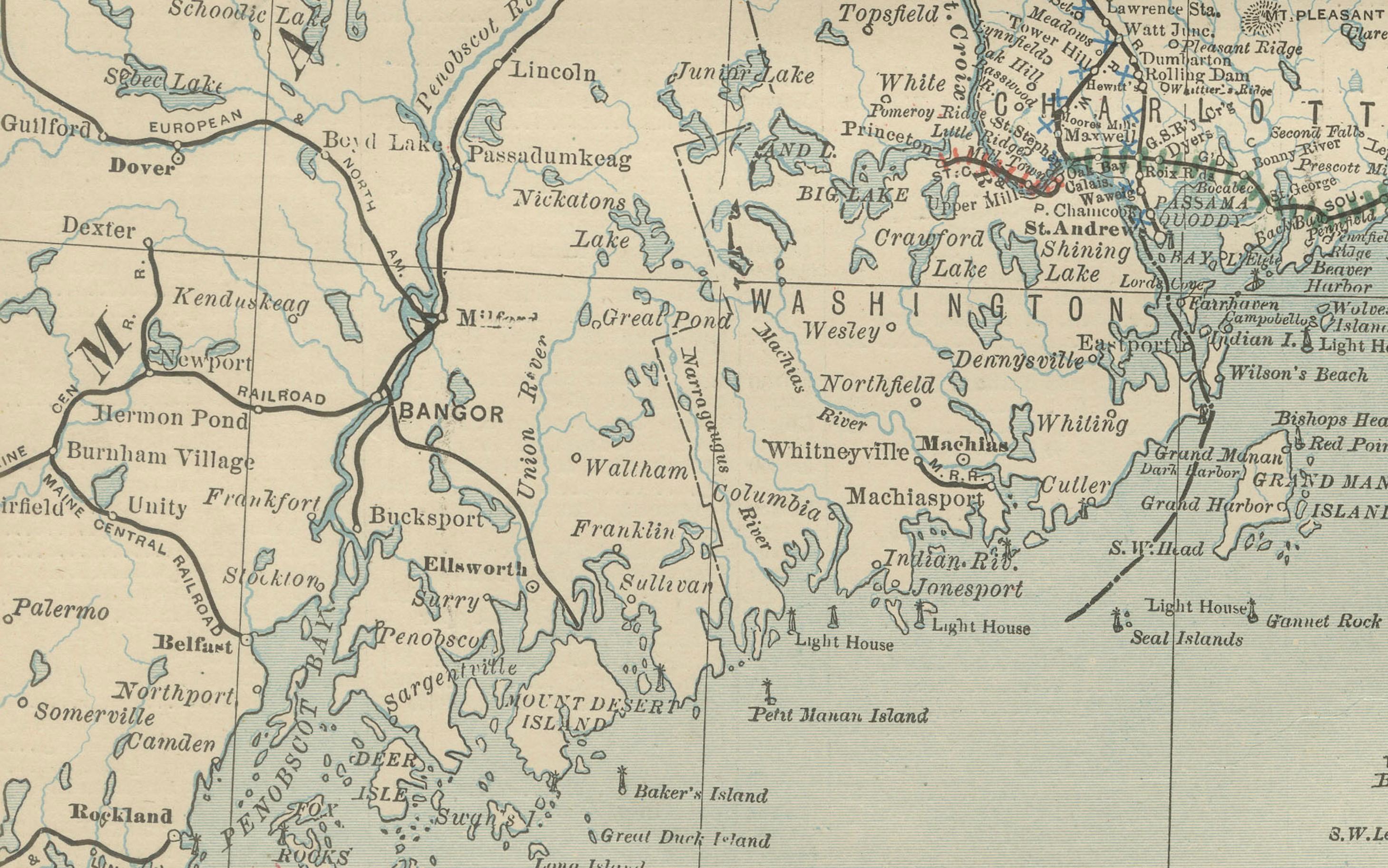 19th Century Nova Scotia, New Brunswick & Prince Edward Island Antique Map c.1888 For Sale