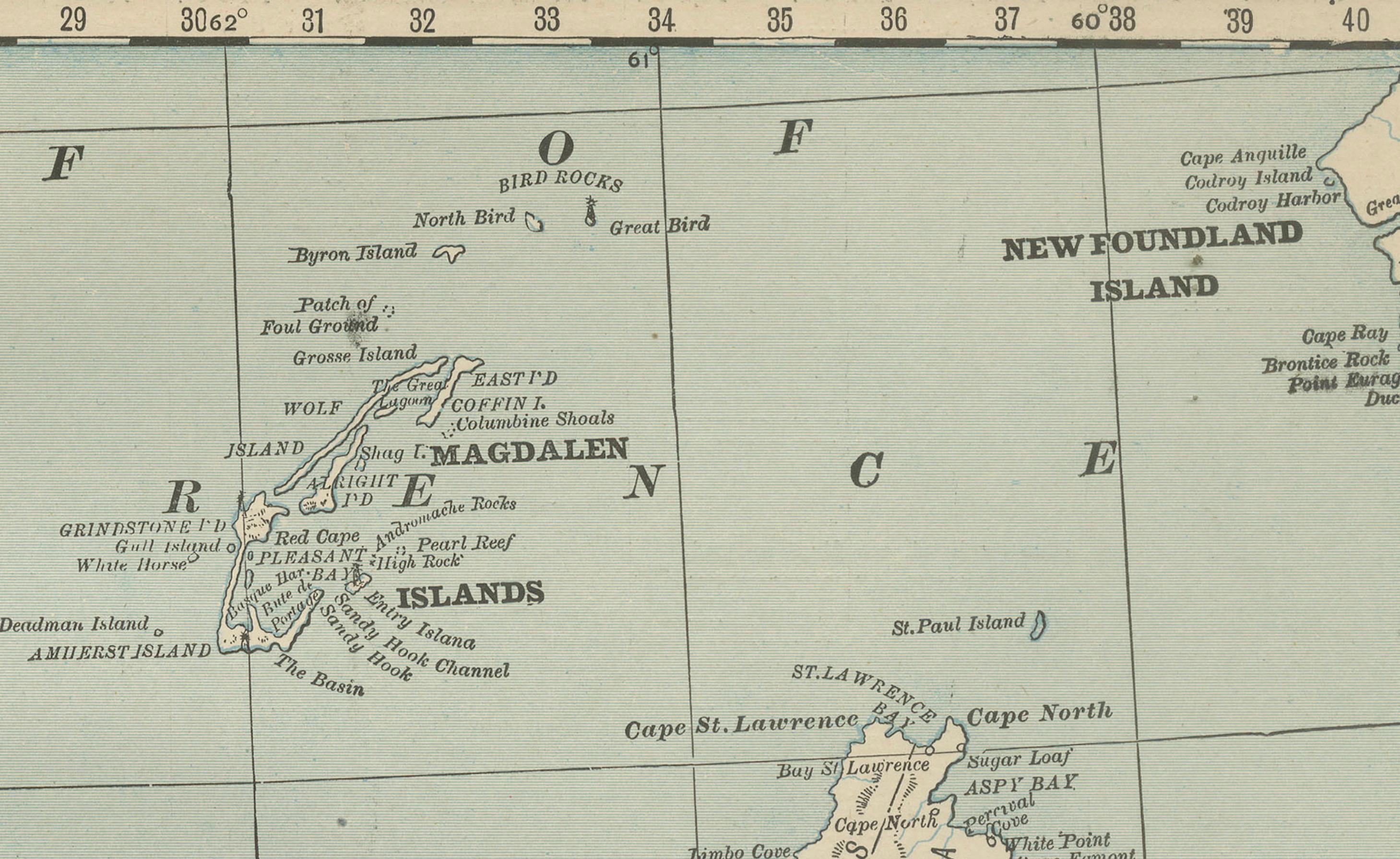 Nova Scotia, New Brunswick & Prince Edward Island Antique Map c.1888 For Sale 2