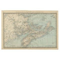 Nova Scotia, New Brunswick & Prince Edward Island Antique Map c.1888