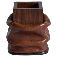 Nova Tecno, Pen Holder, Rosewood, Leather, Italy, 1960s