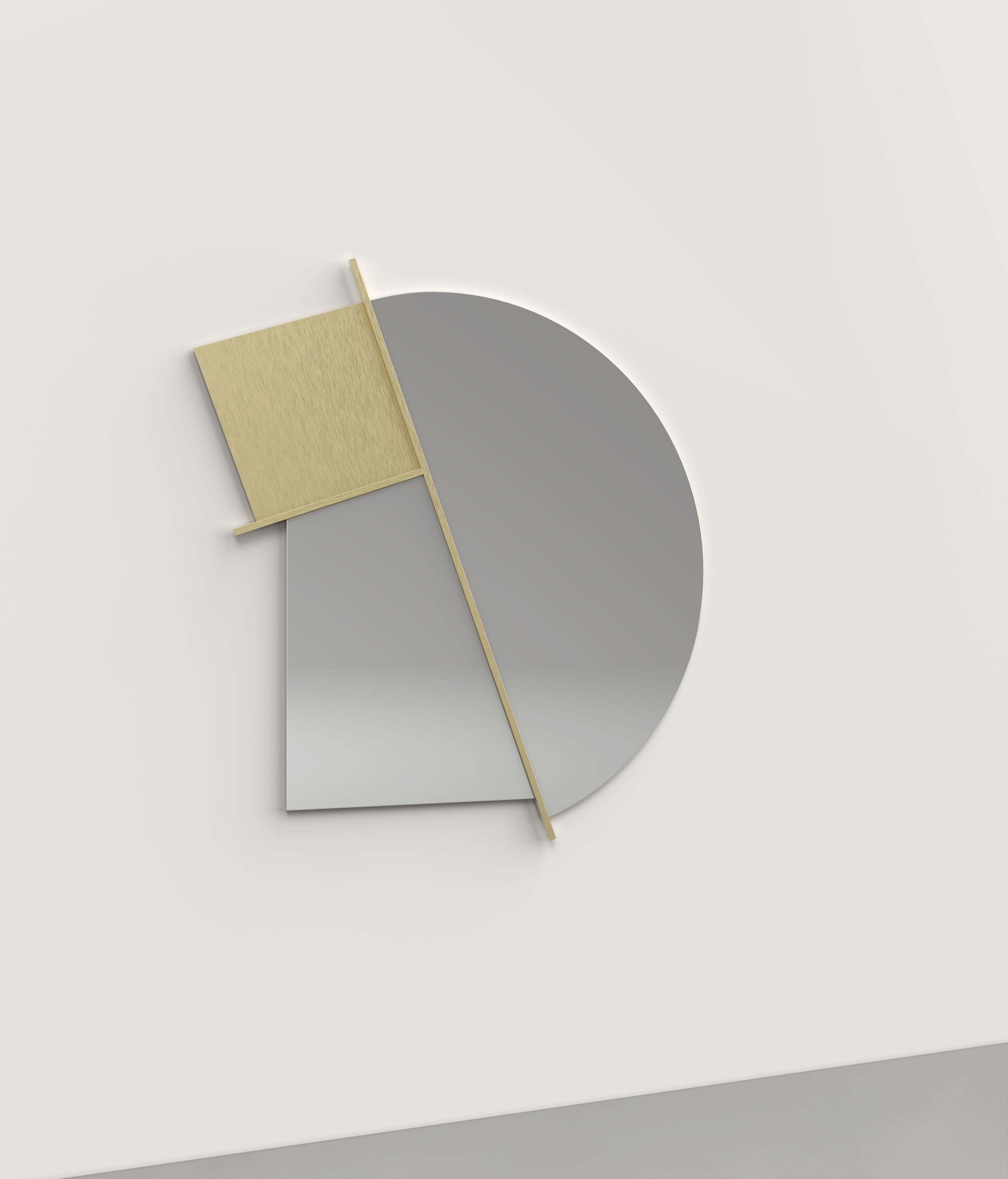 Nova V1 wall mirror by Edizione Limitata
Limited edition of 1000 pieces. Signed and numbered.
Dimensions: D83 x W4 x H89 cm
Materials: brass+ classic finish mirror

Nova is a collection of contemporary mirrors made by Italian artisans in