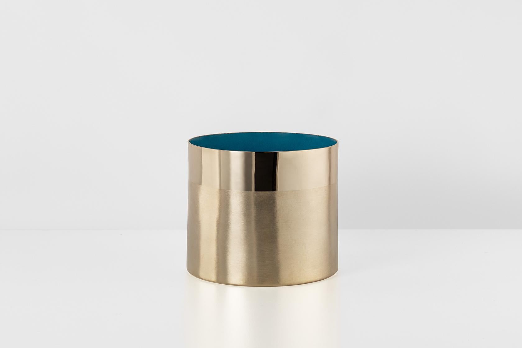 Novae, Copper Vase with an Enamelled Interior and Galvanized Exterior For Sale 1