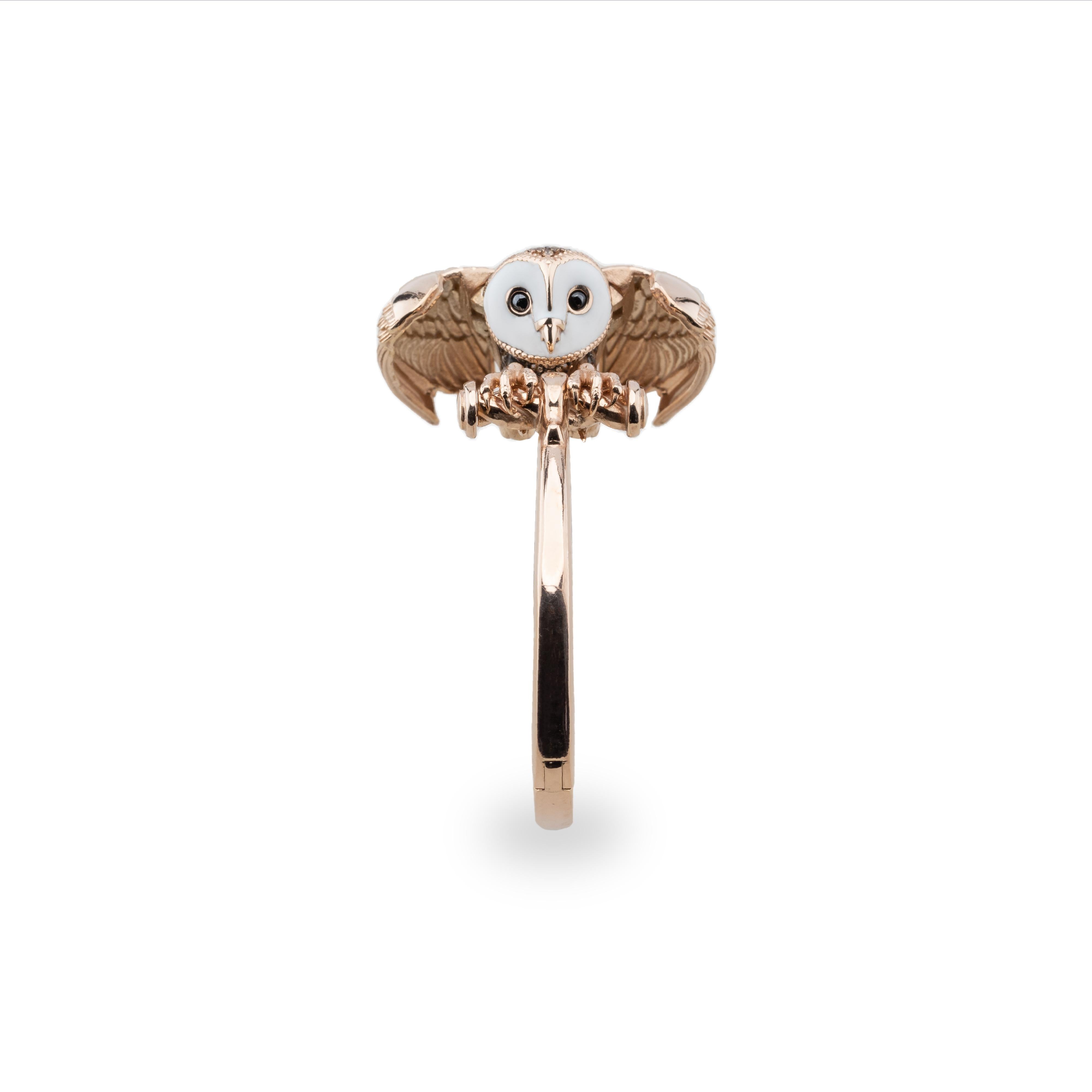 Novalis, 14k Rose Gold, Owl Bracelet For Sale 1