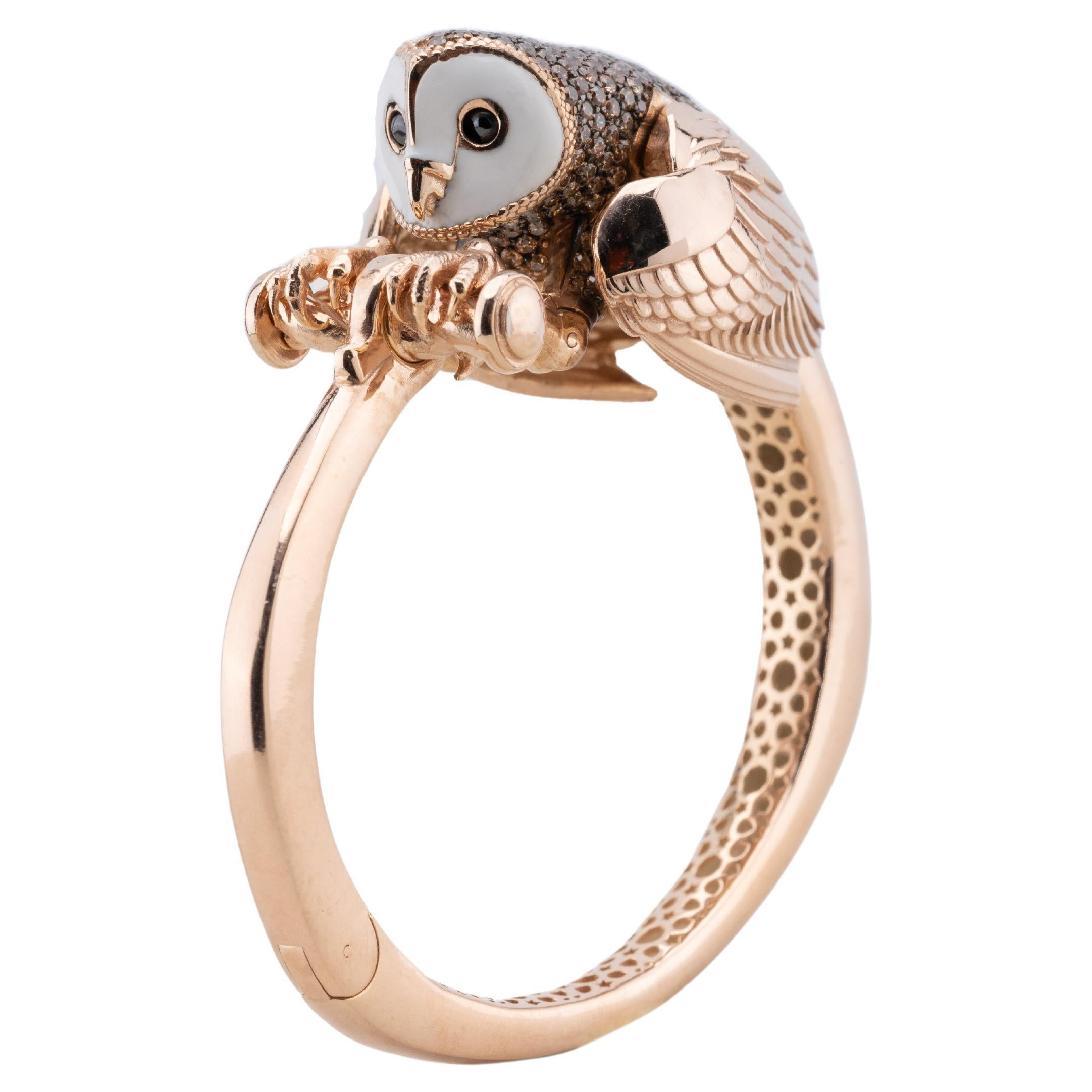 Novalis, 14k Rose Gold, Owl Bracelet