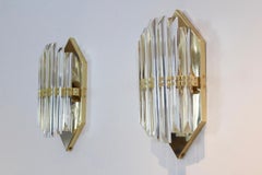 Novaresi Brass and Murano Glass Hexagon Sconce, Italy