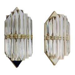 Novaresi Brass and Murano Glass Hexagon Sconce, Italy