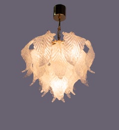 Lustre à pétales en verre et laiton de Murano, Italie, années 1970