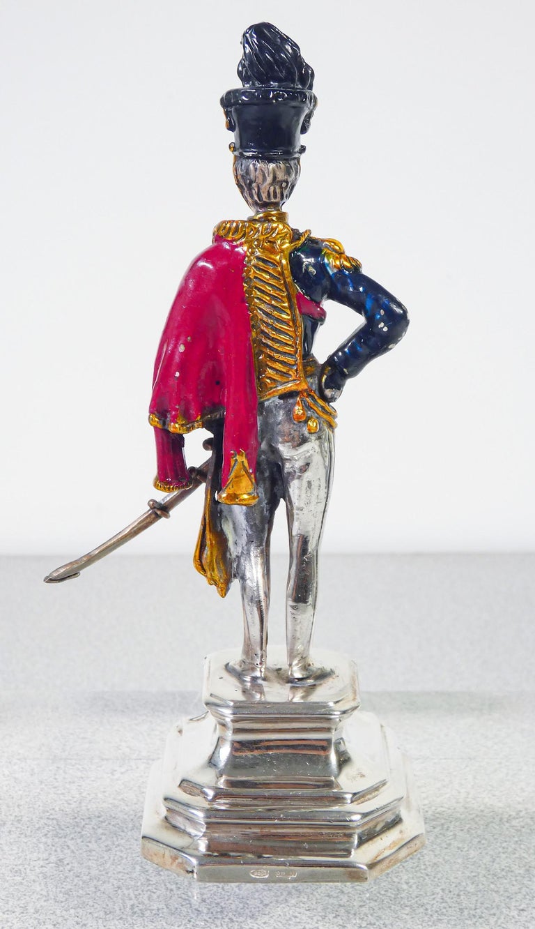 Nine military figurines in 800 silver and enamel. I.M.A. Italy, Mid-20th  cent. For Sale at 1stDibs