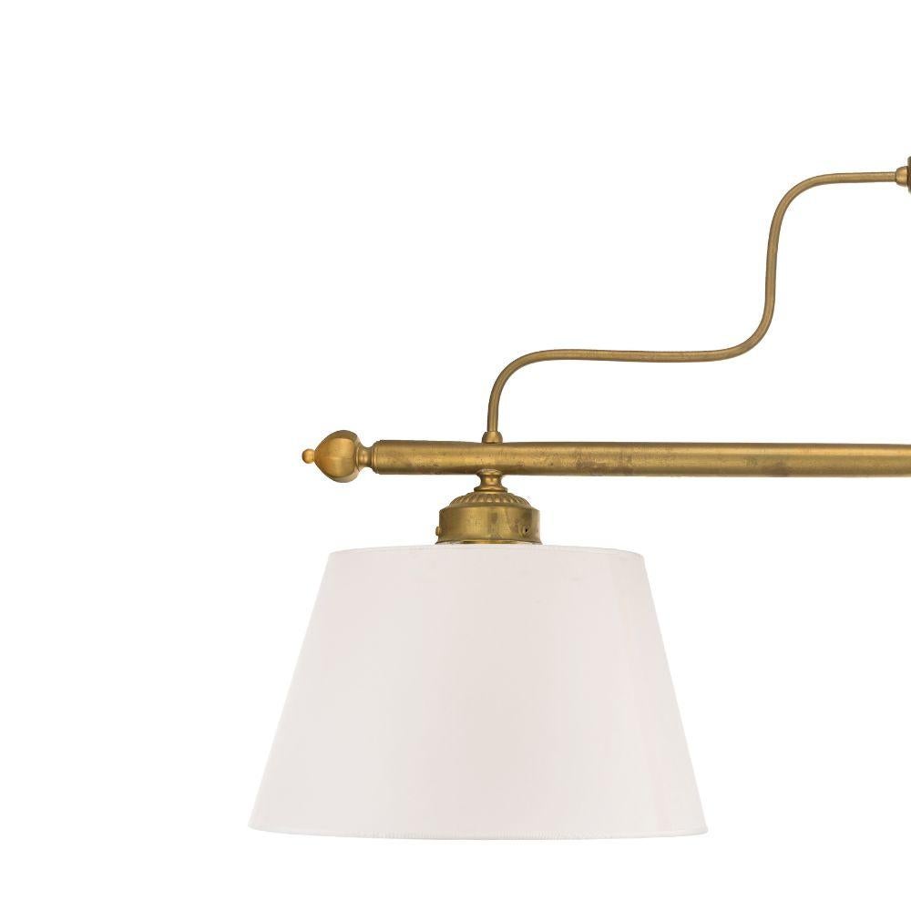 Add a touch of elegance to your home with our handcrafted brass billiard Chandelier. A simple yet stunning piece of furniture, this chandelier is handcrafted by our skilled artisans in the tradition of classical Florentine chandeliers. Two lights