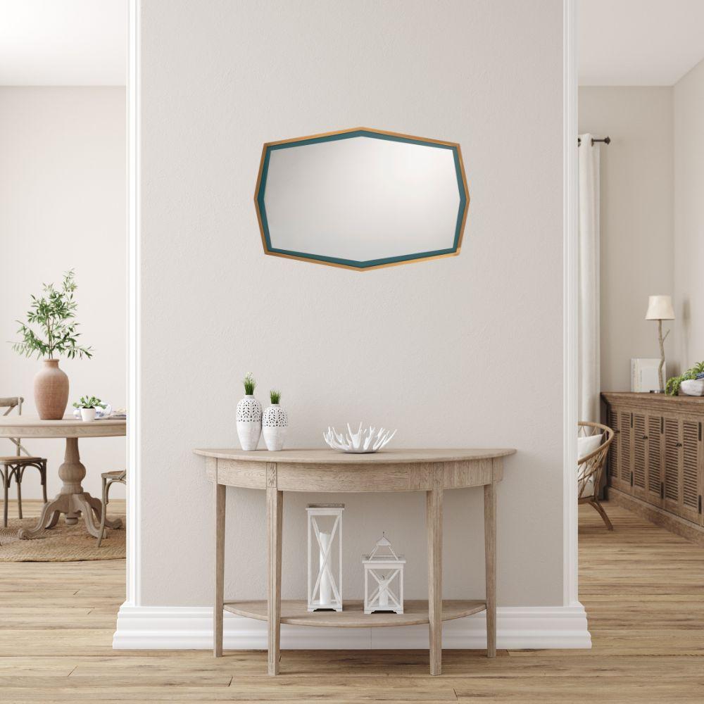 Italian Novecento Double Frame Brass Mirror, Natural Finish For Sale