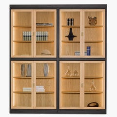 Novecento Four-Door Glass Ash Wood Cabinet