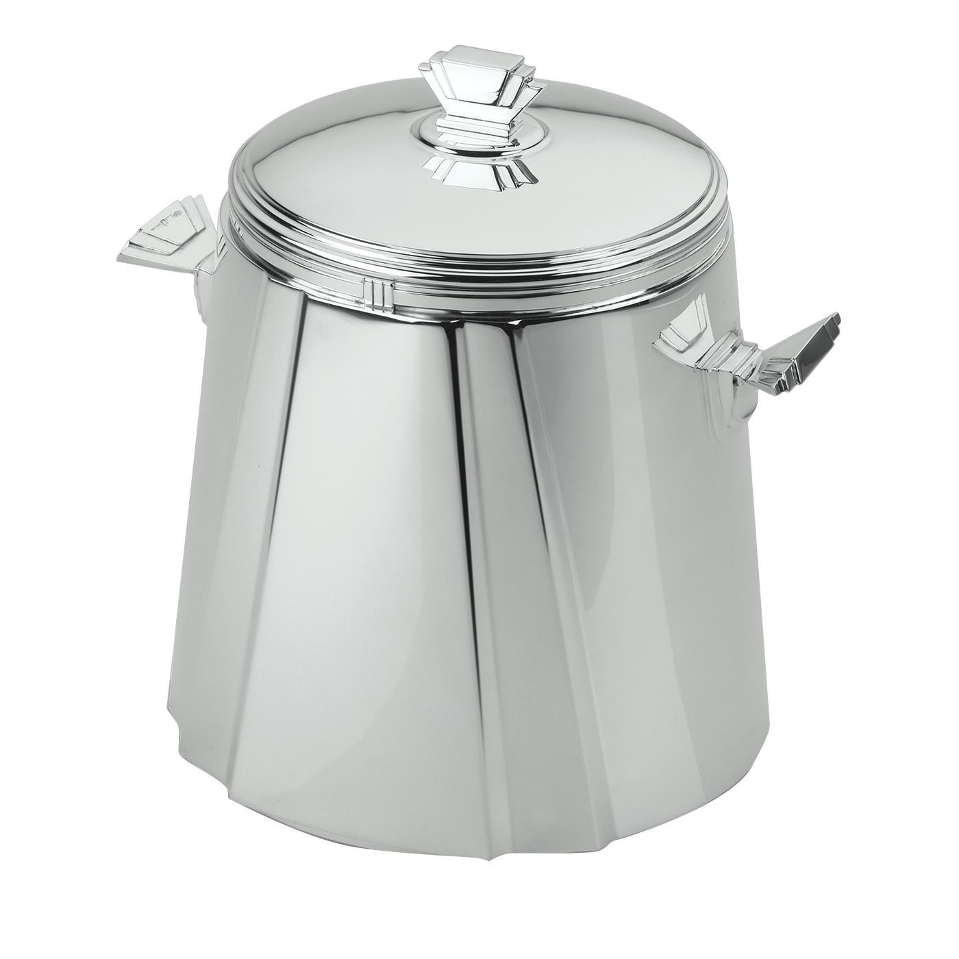 Inspired by the clear lines, bold geometry, and richly detailed work of early 20th century Art Deco artwork, this ice bucket is a sophisticated accent in any serveware collection. The bucket's lid and insulated container boasts a cone Silhouette