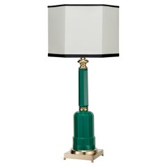 Novecento Jacaranda Turquoise Green Blown Glass and Natural Brass Table Lamp