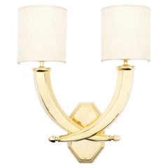 Novecento Polygonal Double-Lamp Brass Wall Sconce