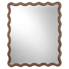 Novecento Wavy Frame Brass Mirror, Amber Brass Finish