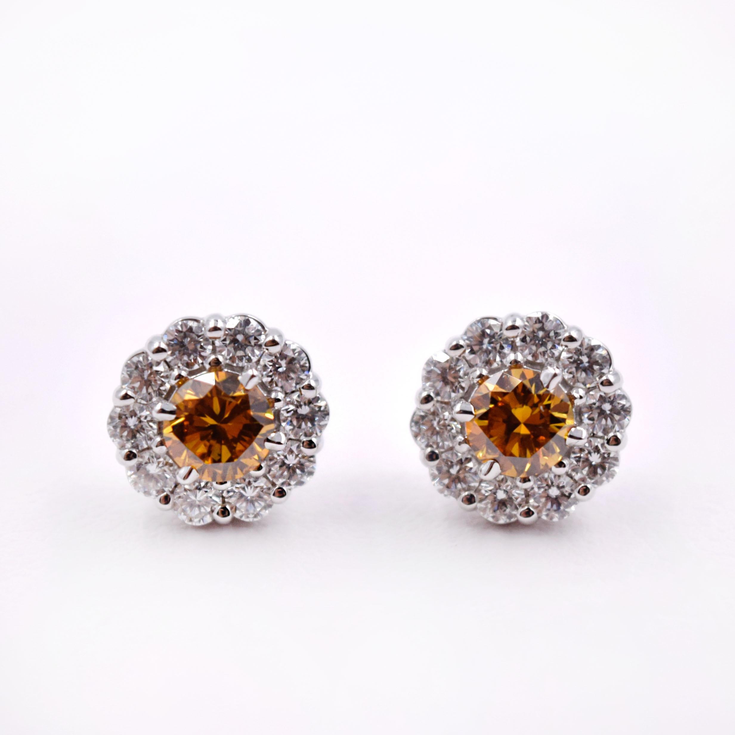 orange diamond earrings