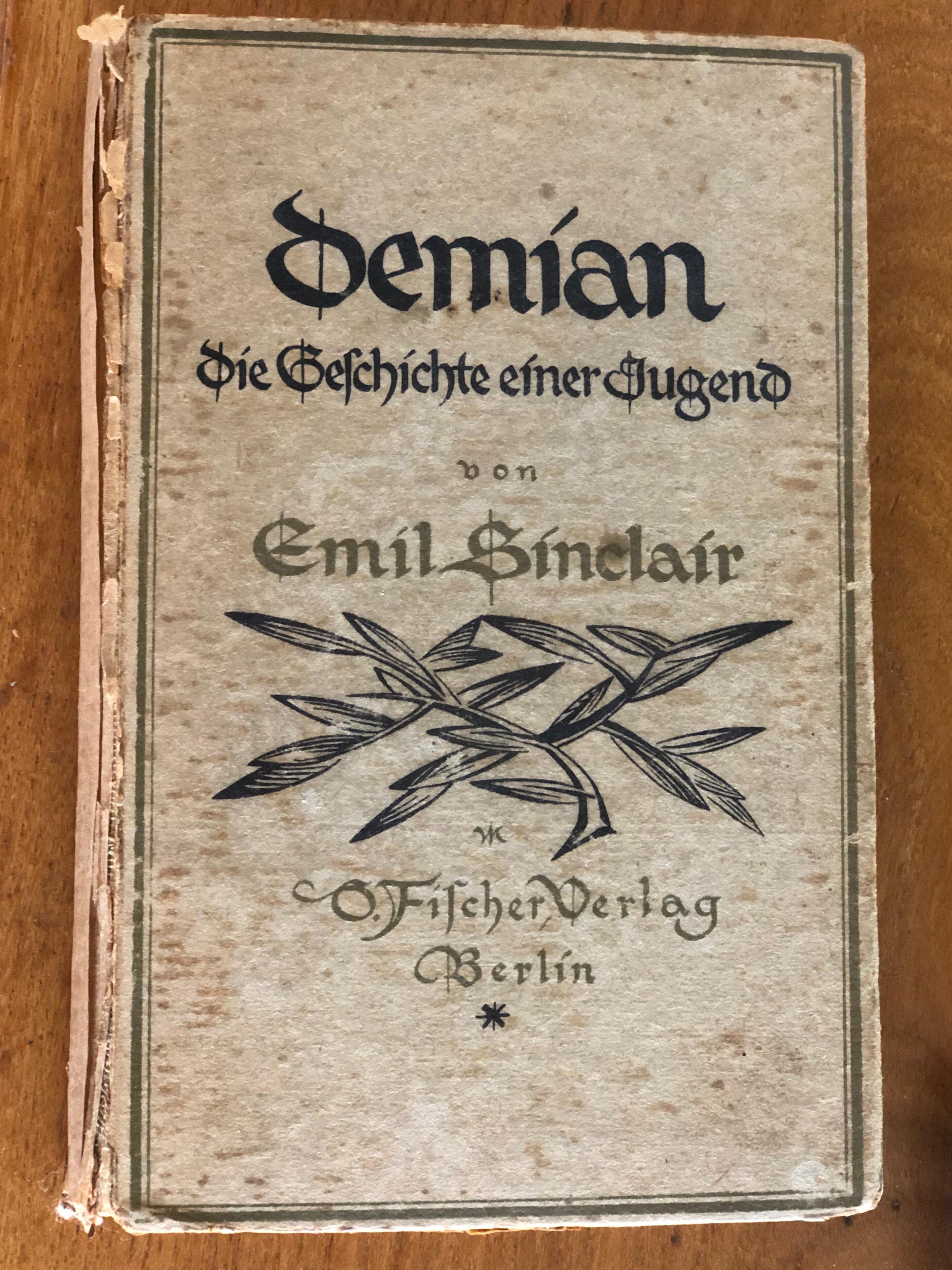 German Novel Demian, The Story of Emil Sinclair's Youth by Hermann Hesse, Berlin, 1919