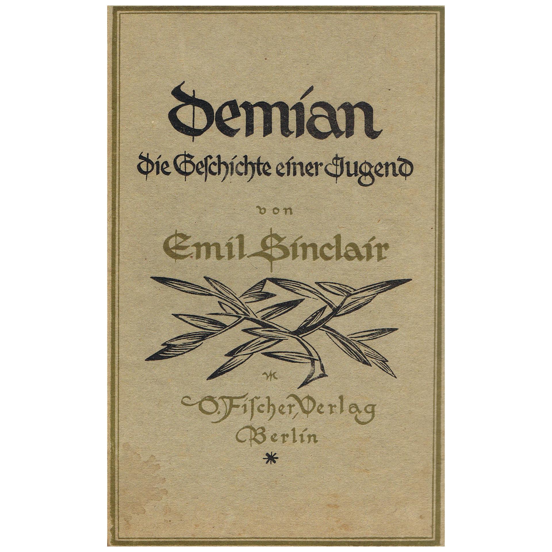 Novel Demian, The Story of Emil Sinclair's Youth by Hermann Hesse, Berlin, 1919