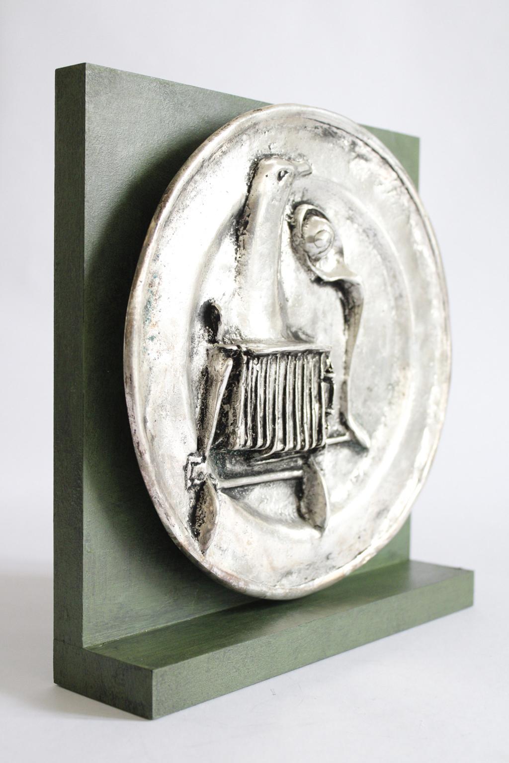 Appearances Italy 1980 Multiple Silver Plated Bronze on Painted Wood - Sculpture by Novello Finotti