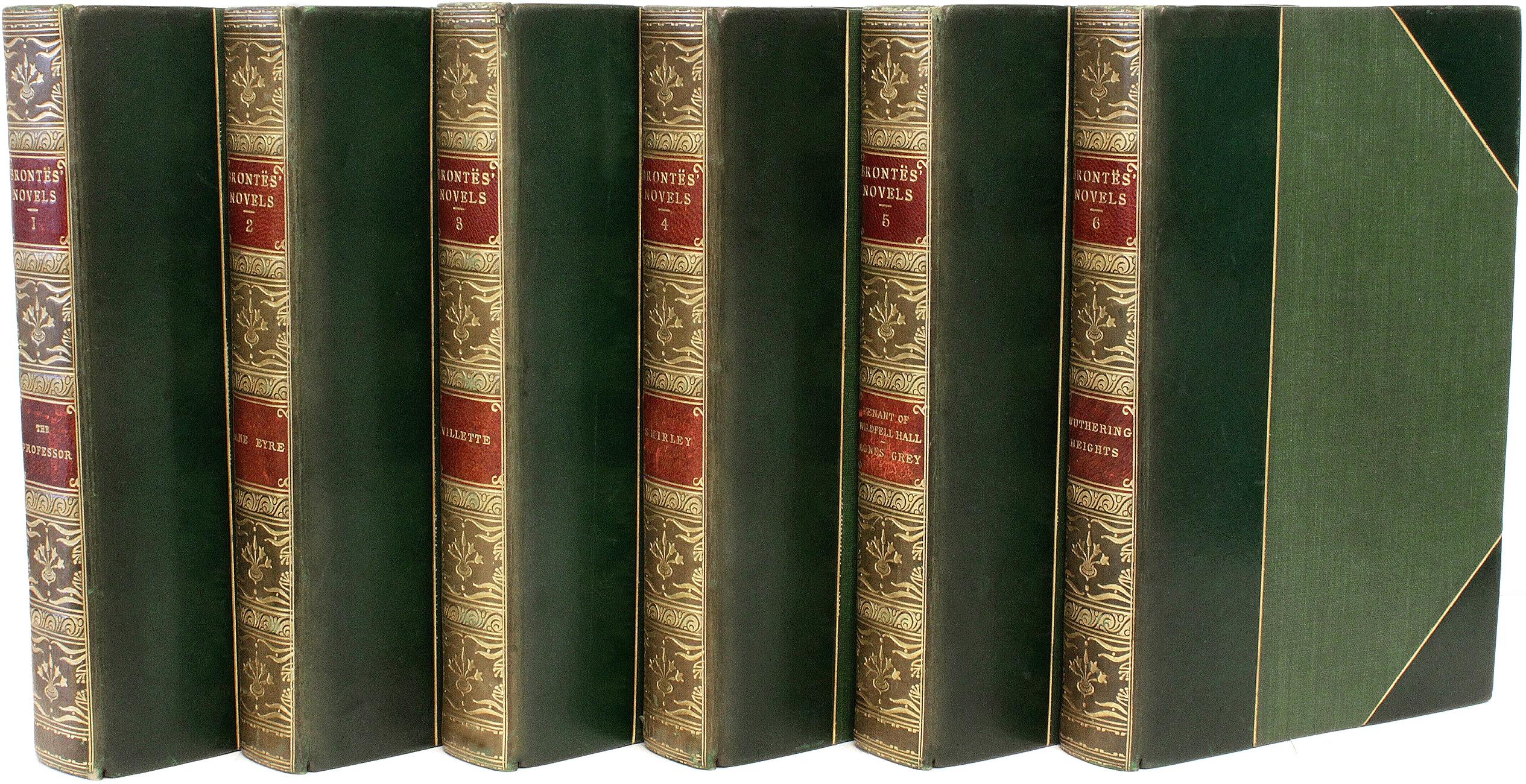 AUTHOR: BRONTE, Charlotte, Emily and Anne.
TITLE: The Novels of Charlotte, Emily, & Anne Bronte.
PUBLISHER: London: J. M. Dent & Sons, Ltd., 1922.
DESCRIPTION: 6 vols. 7-5/8
