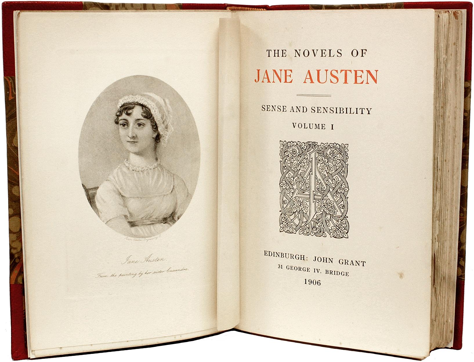 AUTEUR : AUSTEN, Jane. 

TITRE : Les romans (œuvres) de Jane Austen.

ÉDITEUR : Édimbourg : John Grant, 1906.

DESCRIPTION : L'ÉDITION WINCHESTER. 10 volumes, 8-3/8