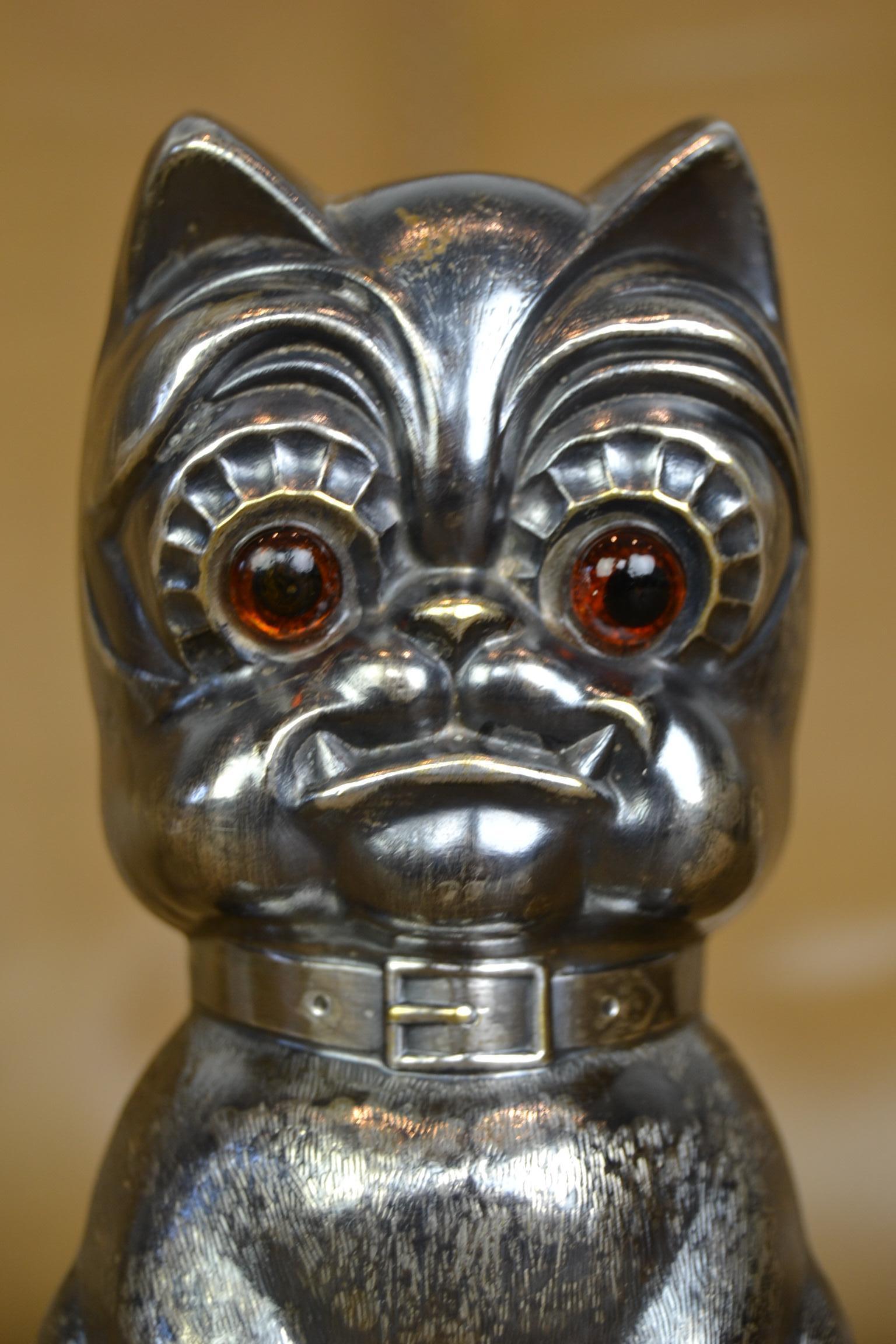 Antique Silvered French Bulldog Money Box, Germany, 1920s For Sale 5