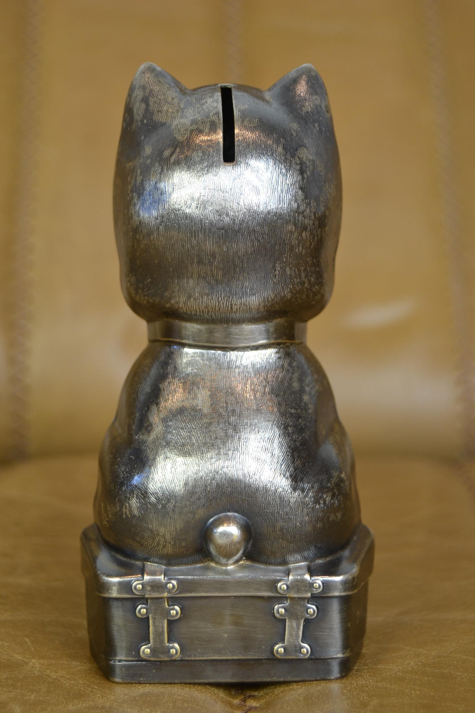 Silver Plate Antique Silvered French Bulldog Money Box, Germany, 1920s