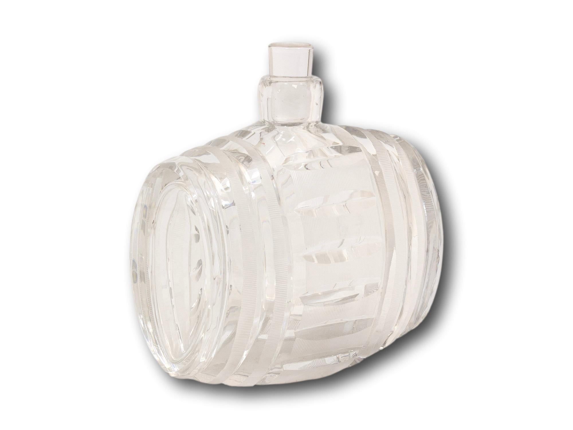 Hand-Crafted Novelty Art Deco Glass Whiskey Barrel Decanter