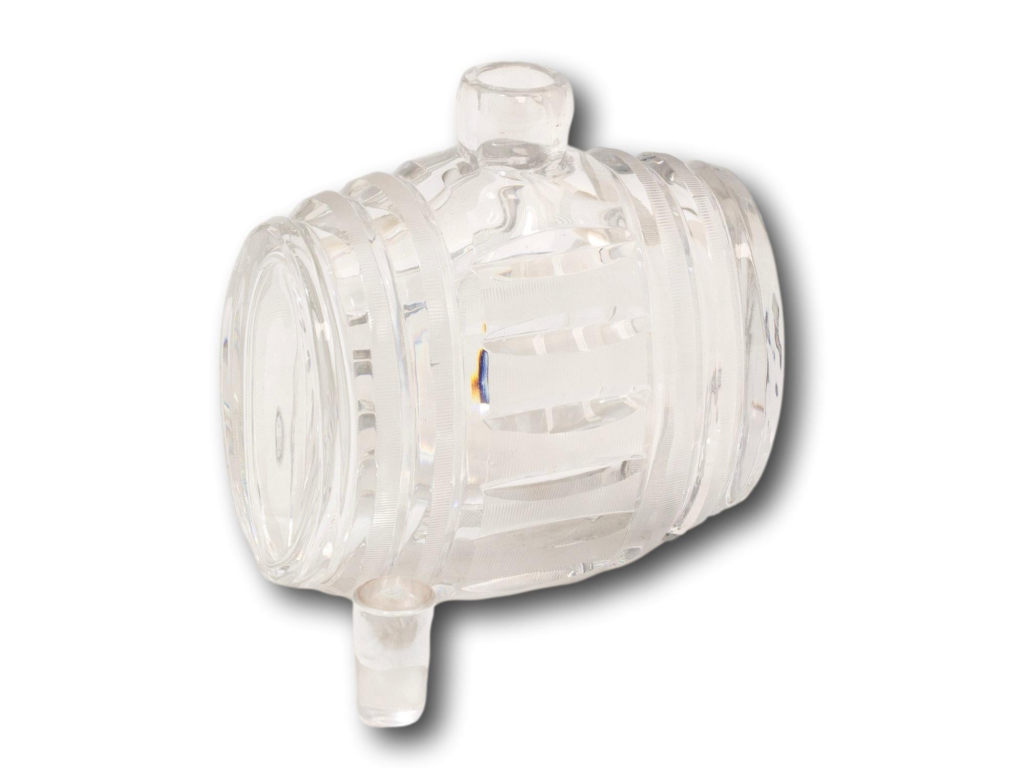 Novelty Art Deco Glass Whiskey Barrel Decanter 1