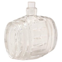 Used Novelty Art Deco Glass Whiskey Barrel Decanter