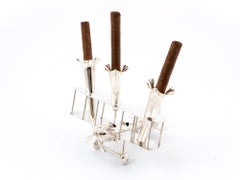 Novelty Art Deco Silver Plate Biplane Figure Posy Vase / Cigar Holder