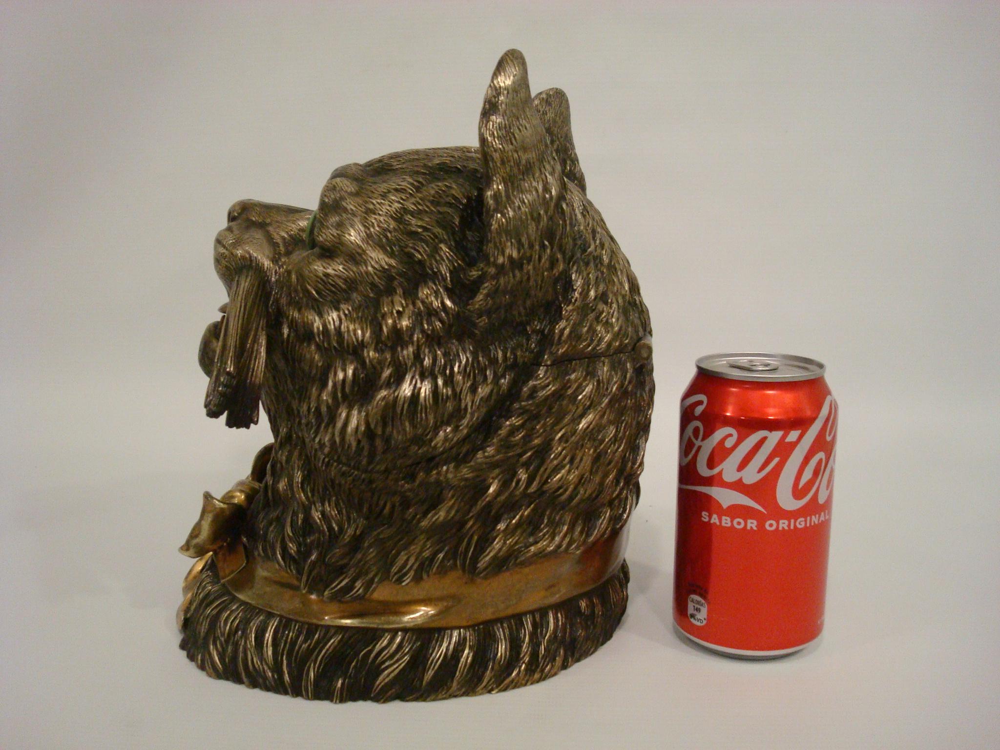 Novelty Bronze Cigars / Cigarettes Humidor Formed as a Cat's Head Sculpture For Sale 8