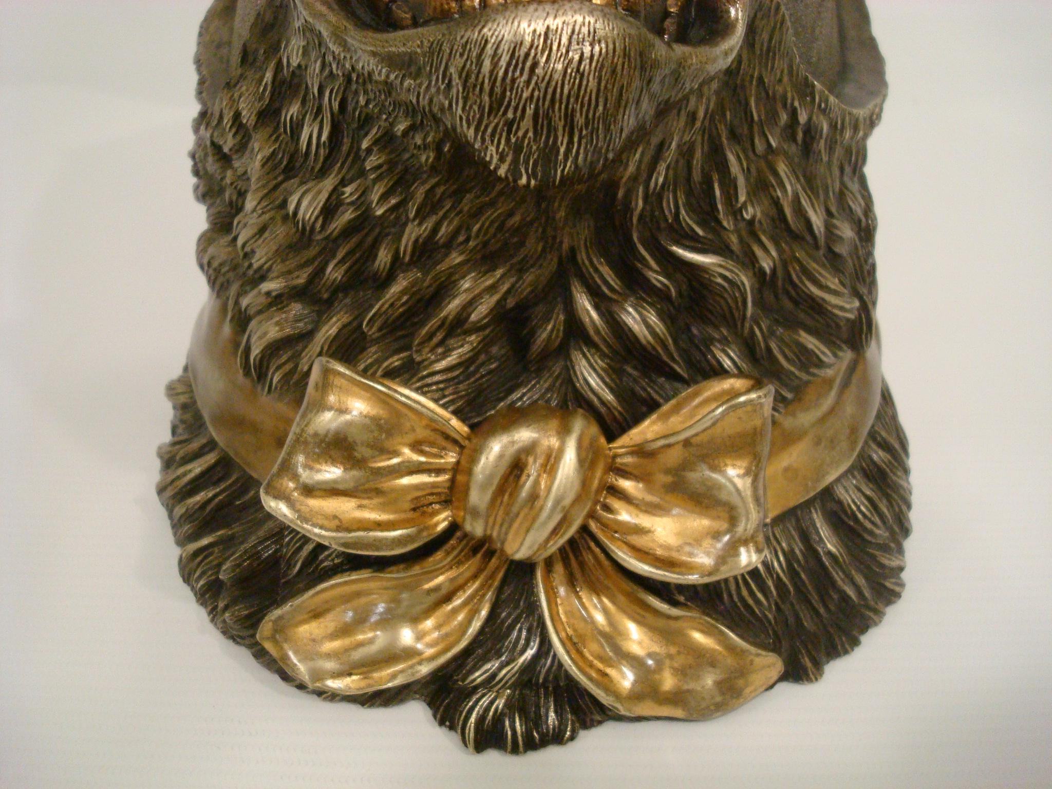 19th Century Novelty Bronze Cigars / Cigarettes Humidor Formed as a Cat's Head Sculpture For Sale