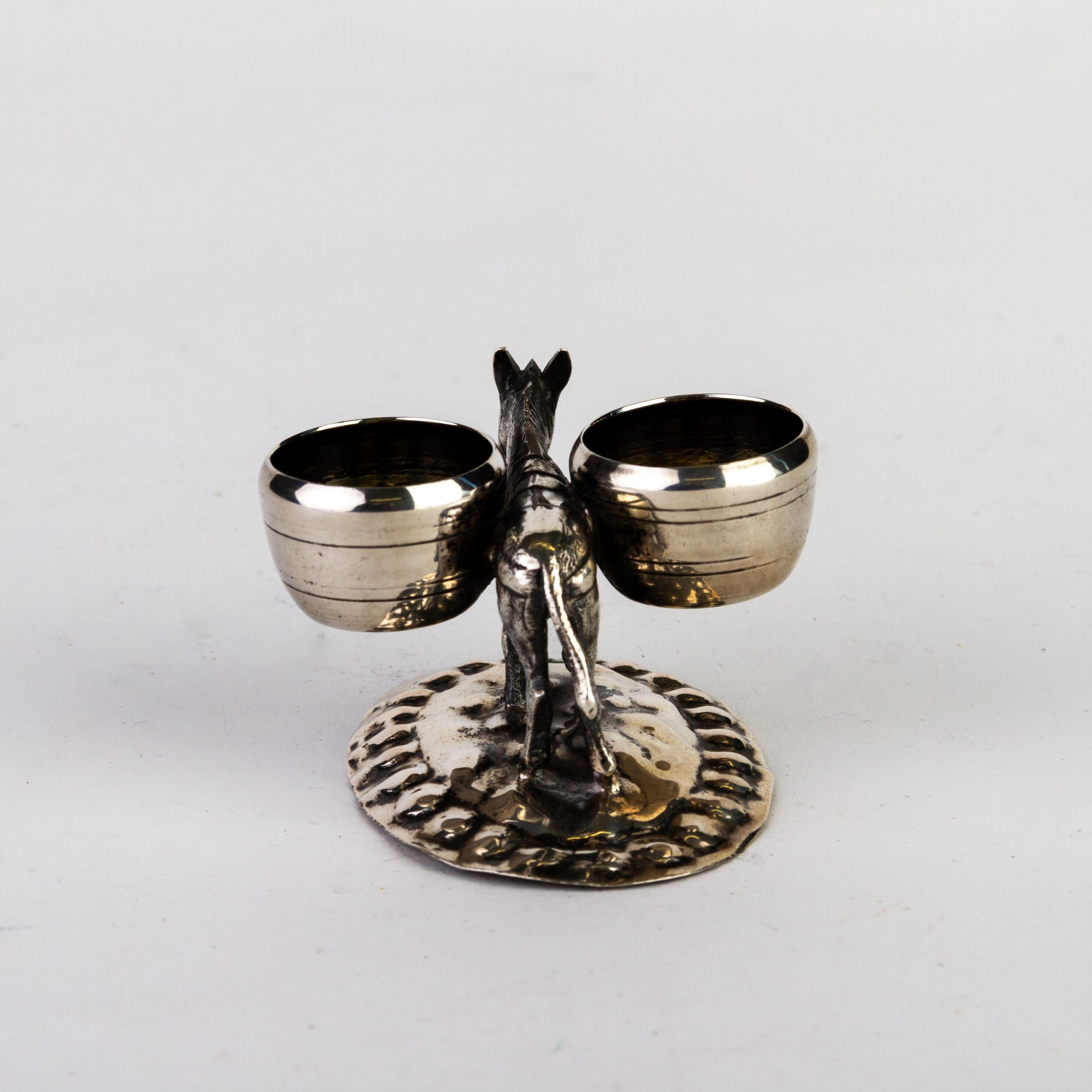 Novelty Continental Donkey Silver Salt Cellar 19th Century  In Good Condition In Nottingham, GB