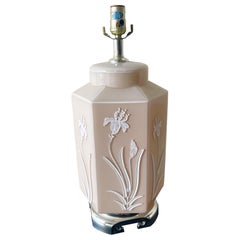 Novelty Crystal Corp Flower Over Beige Pink Table Lamp