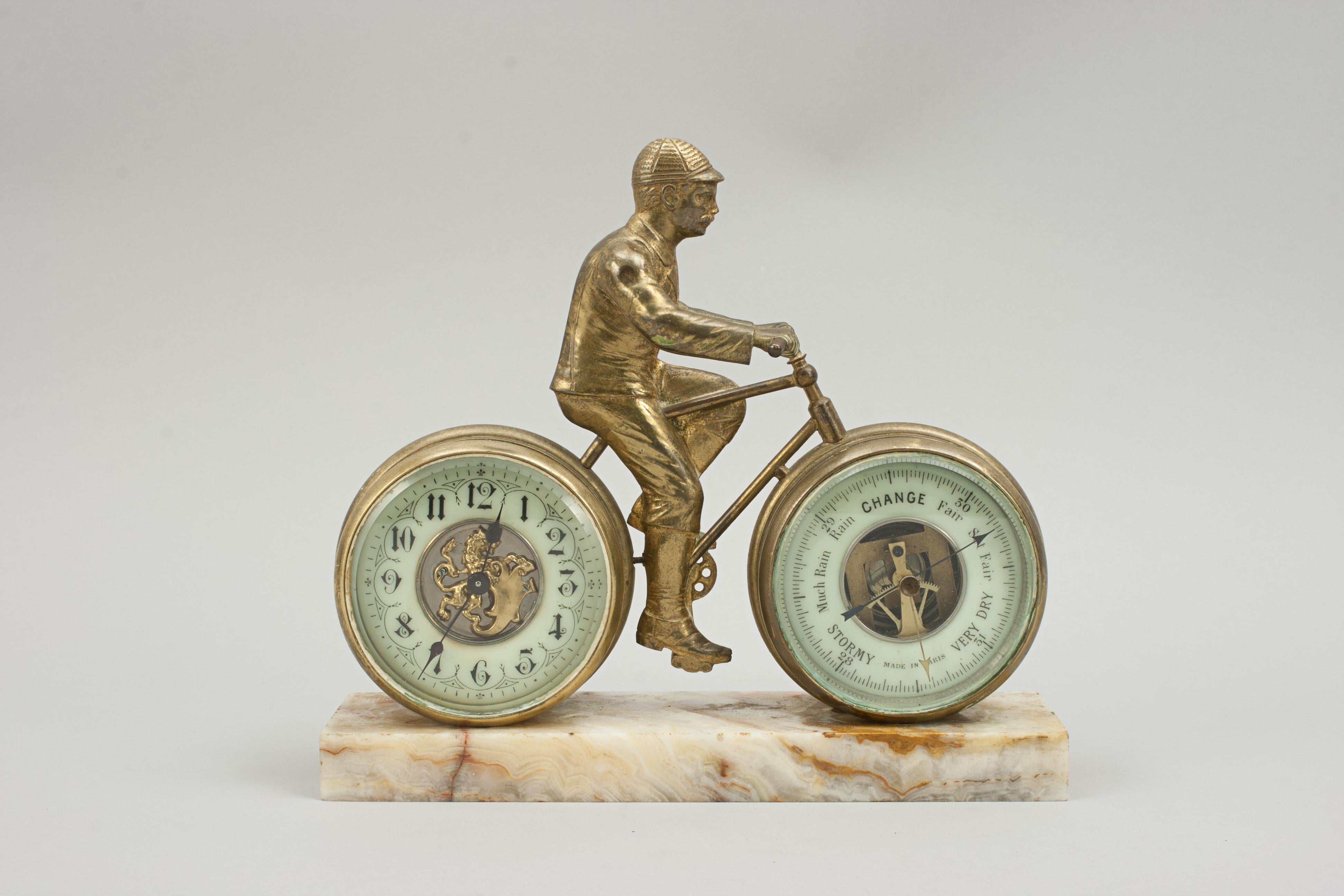 Sporting Art Novelty Desk Cycling Clock with Barometer