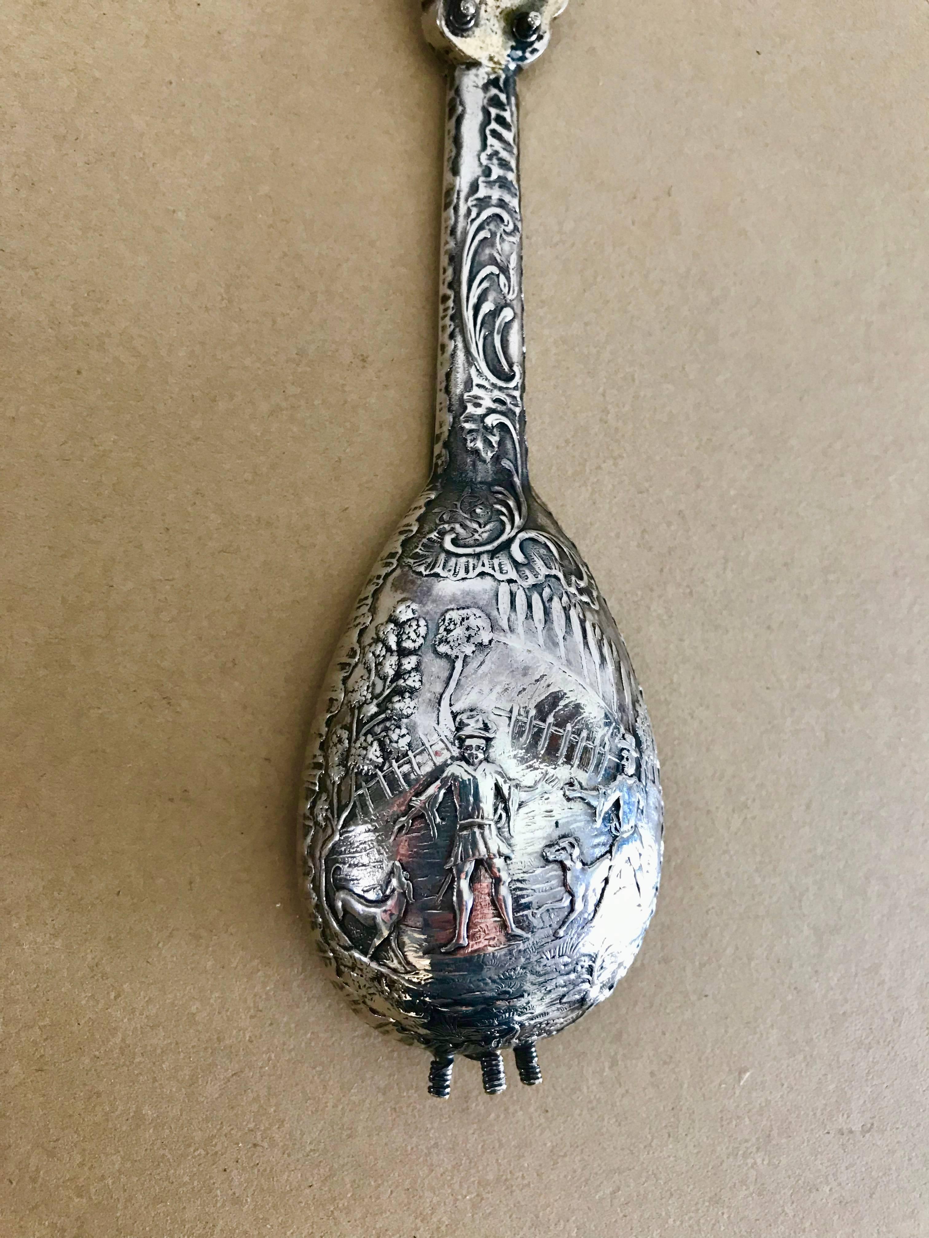 Miniature Dutch Baroque Style Silver Mandolin Flask For Sale 7