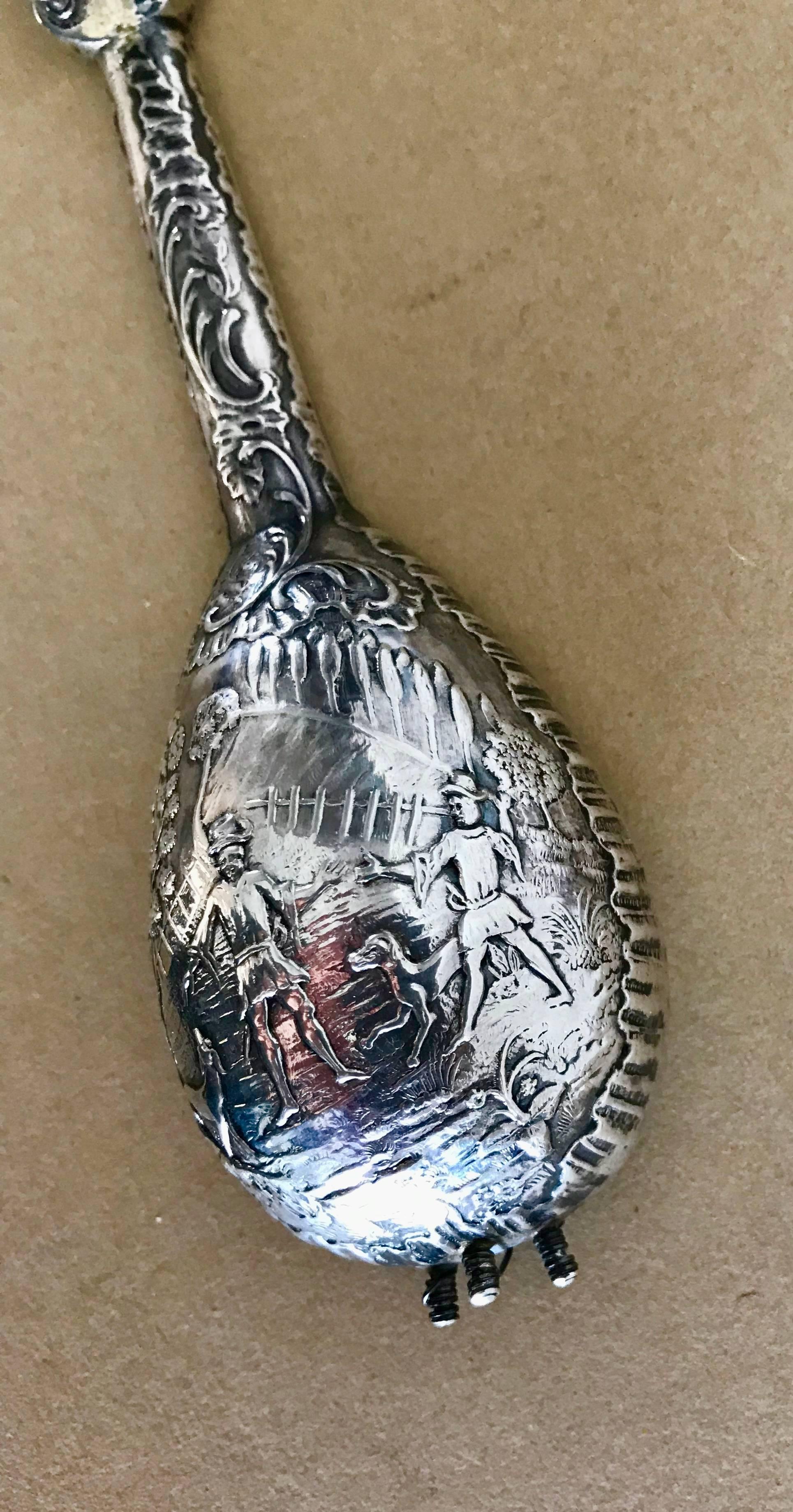 Miniature Dutch Baroque Style Silver Mandolin Flask For Sale 11