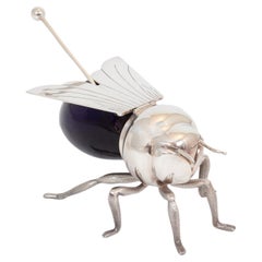 Antique Novelty E.P.N.S Art Deco Honey Bee Jam Pot by Elkington