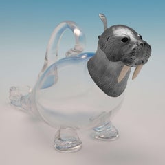 Novelty Glass & Sterling Silver Claret Jug - Walrus - Philip John Cassidy 1995
