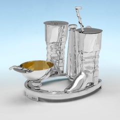 Novelty horse riding interest condiment sets made by Elkington & Co. in 1905