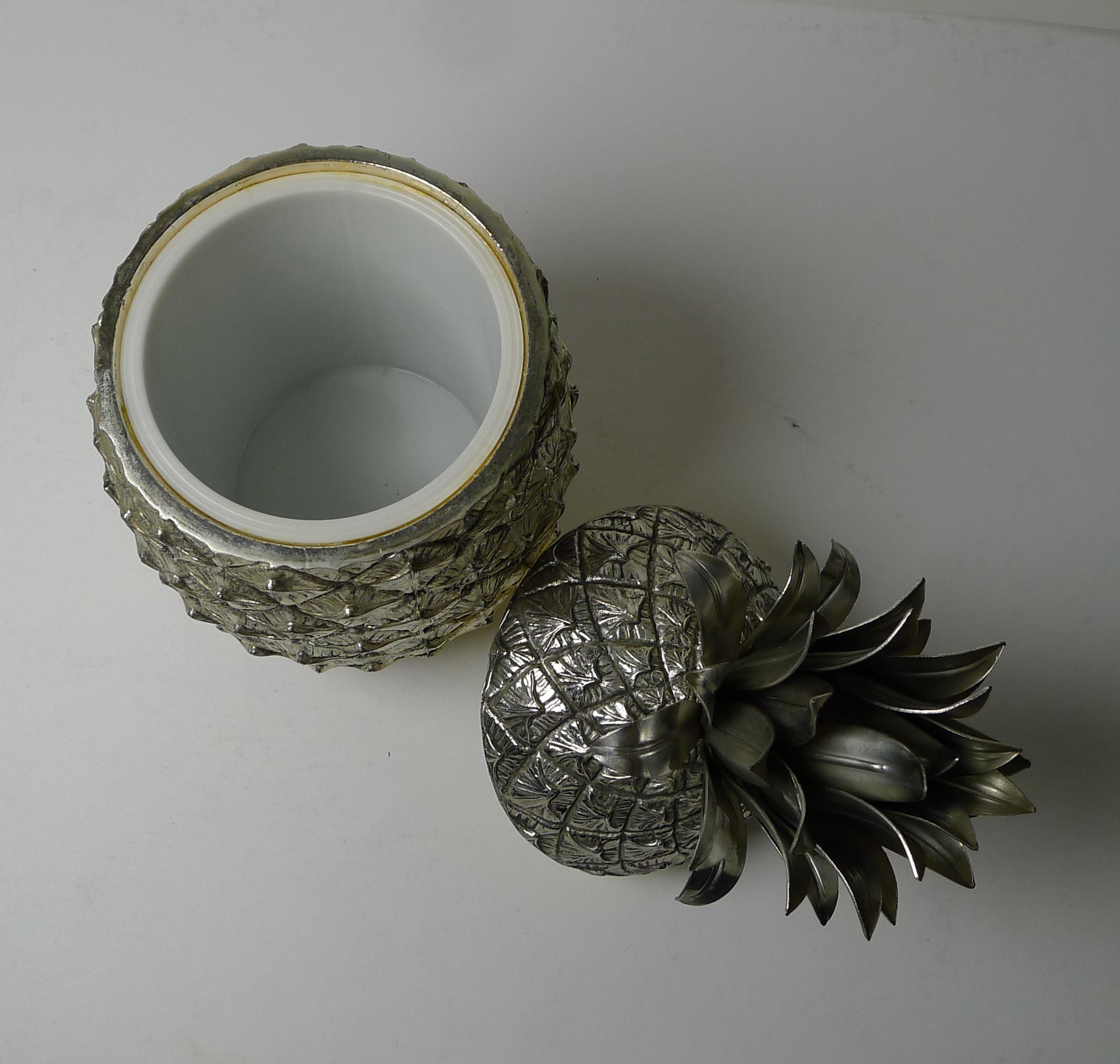 Silver Plate Novelty Italian Pineapple Ice Bucket by Mauro Manetti, Florence C.1960/1970