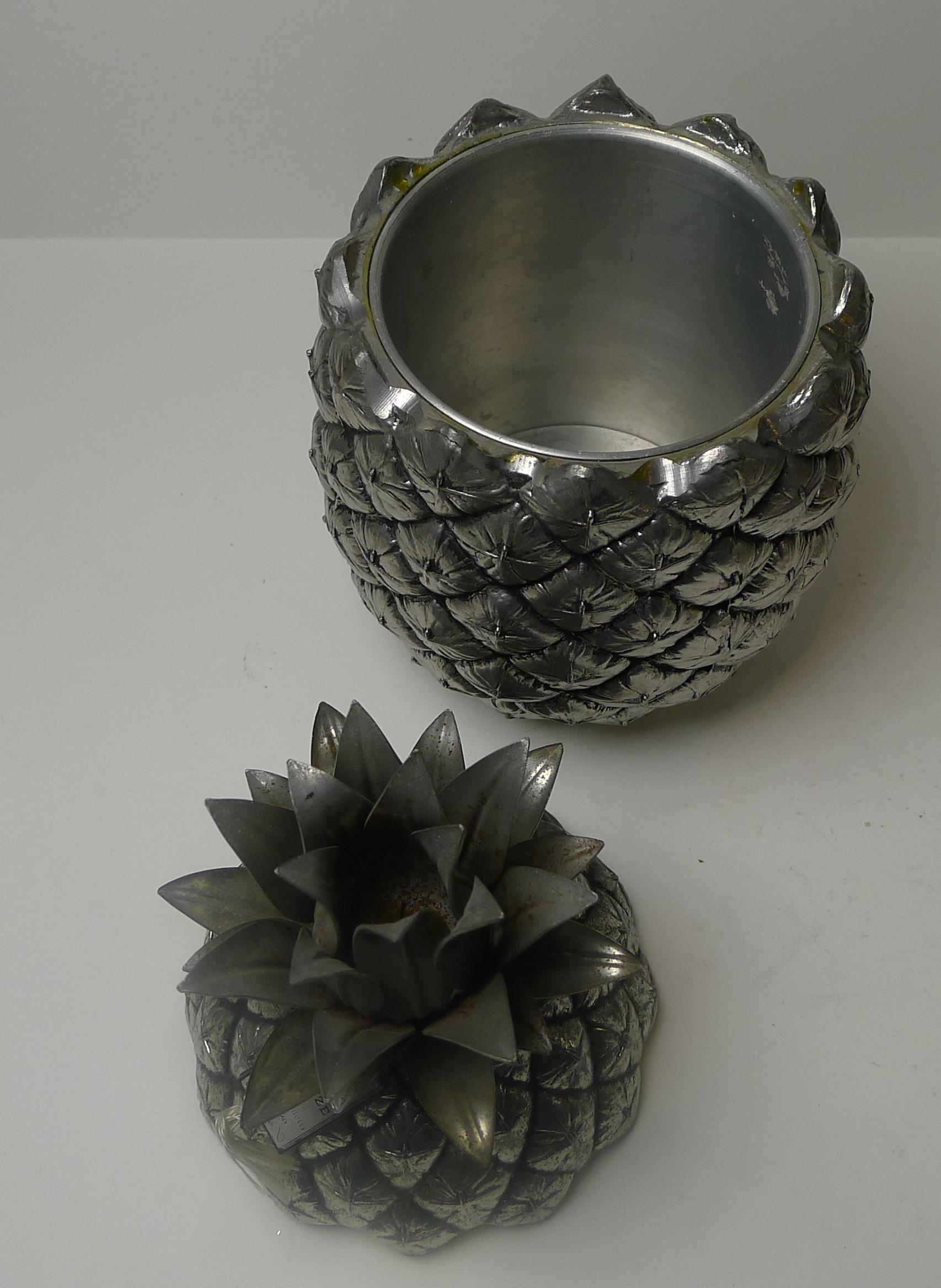 Silvered Novelty Italian Pineapple Ice Bucket by Mauro Manetti, Florence