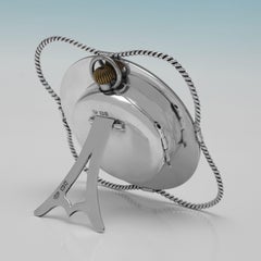 Novelty 'life buoy' antique sterling silver pocket watch & stand made in 1910