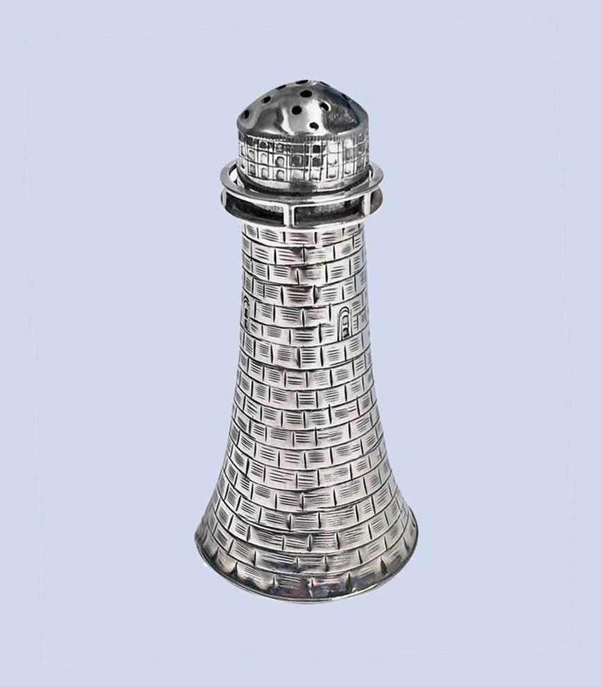 Novelty Lighthouse English Silver Caster, 1887 Henry Wilkinson In Good Condition In Toronto, Ontario